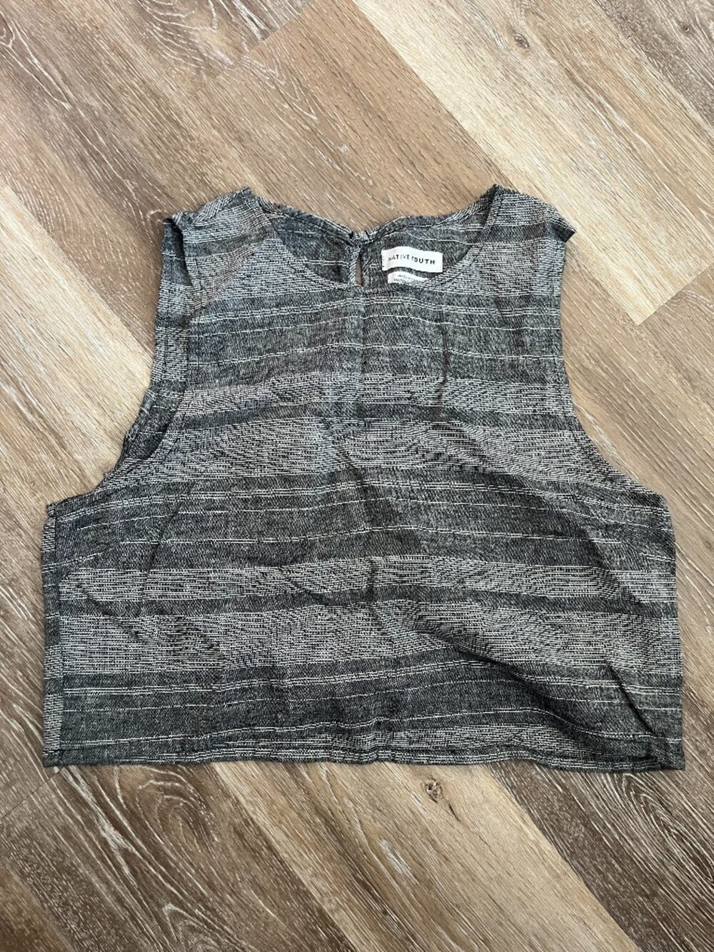 Cropped Striped Gray Boxy Breathable Blouse